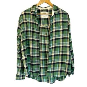 American Eagle Plaid‎ Button Up Western Granola Girl Flannel Shirt